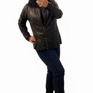 Spanx Black Women's Faux Leather Zip Jacket